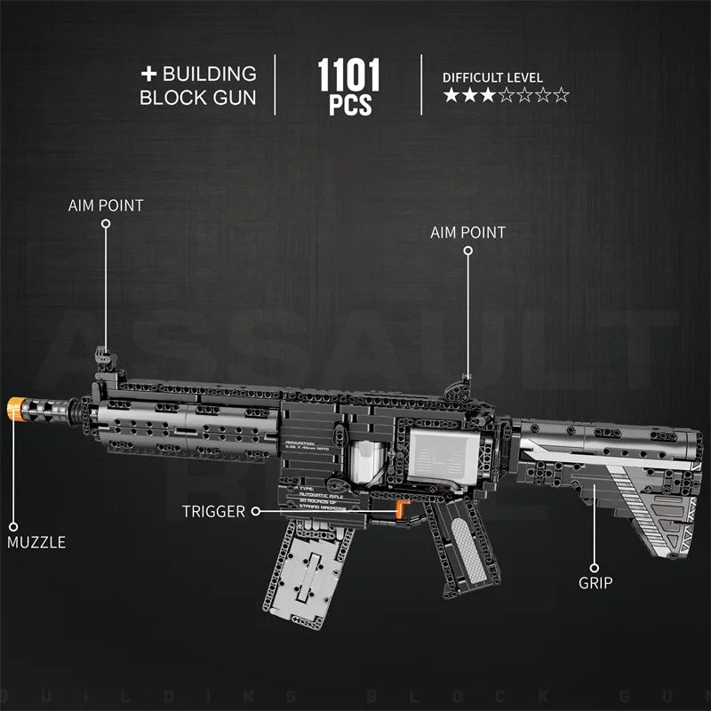 REOBRIX M416 Rifle 1101 Piece Electric Building Block Toy Gun Model