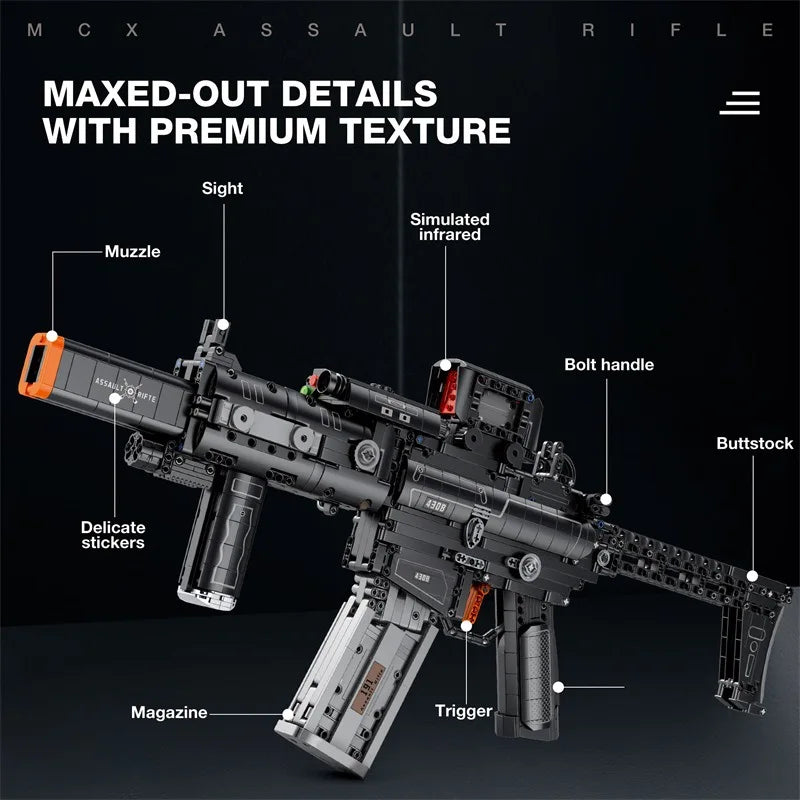 1589 Piece MCX Assault Rifle Tactical Building Block Model Gun